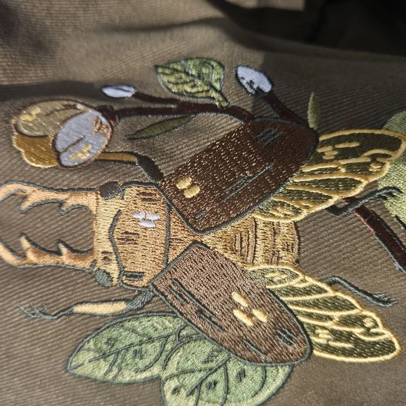 Embroidered Olive Bomber Jacket - Picture 5 of 12